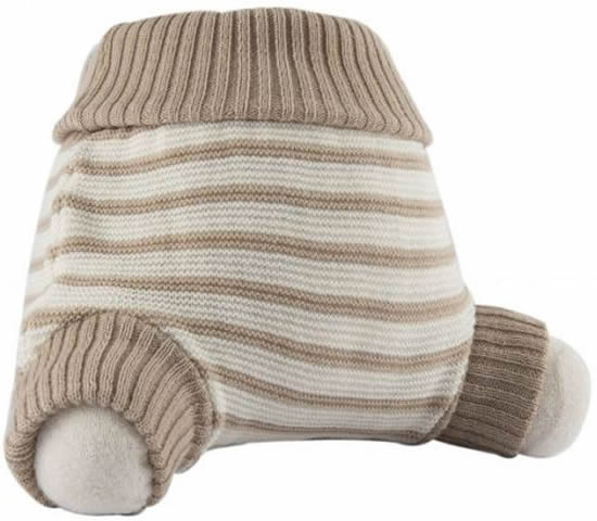 Popolini Wollüberhose gestrickt Beige-Ecru Stripes