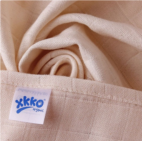 xkko Baumwollwindeln 80x80 cm Muslin Organic 5er-Set natur