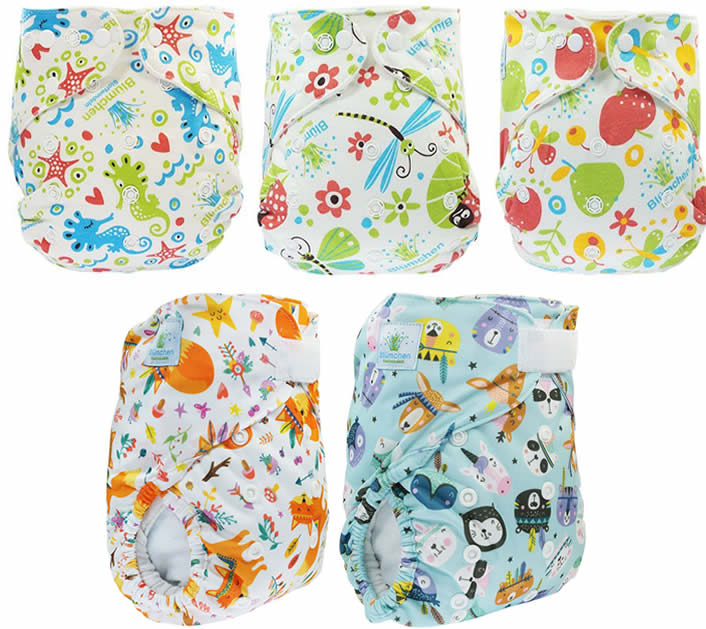 Blümchen Höschenwindel+Überhose 7er-Set