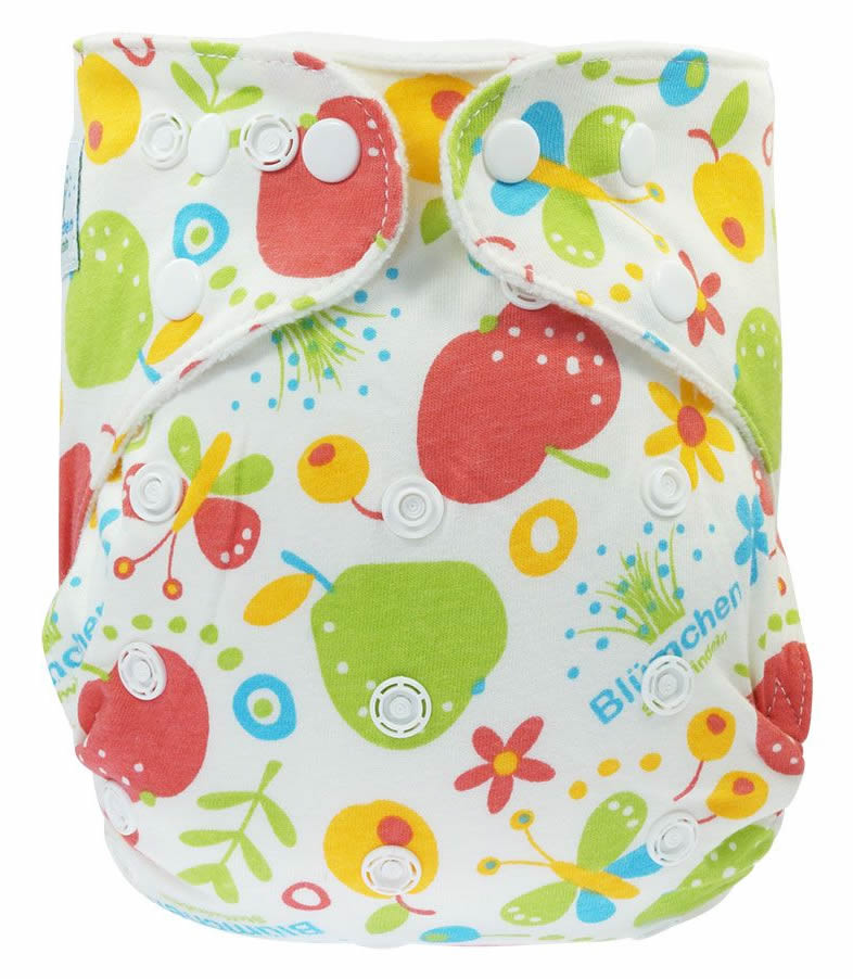 Blümchen Kuschelwindel Onesize (3-15kg) BUNT Snap *einzeln*