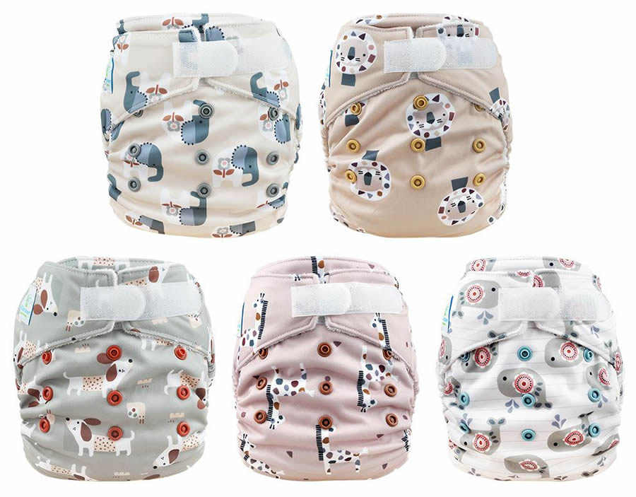 Blümchen Pocketwindel Windelpaket Klett 5er-Set mit Gratis Einlagen