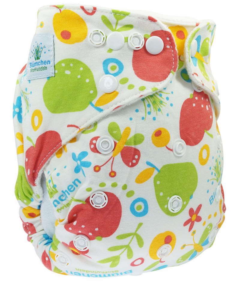 Blümchen Kuschelwindel Onesize (3-15kg) BUNT Snap *einzeln*