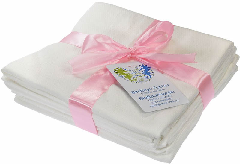 Blümchen Flatfold Birdseye Mulltücher Bio-BW 5er-Set