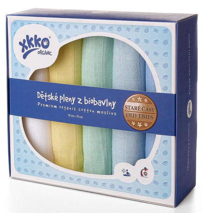 xkko Mullwindeln organic Muslin 5er-Set boys
