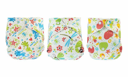 Blümchen Kuschelwindel Onesize BUNT Snap 3er-Set