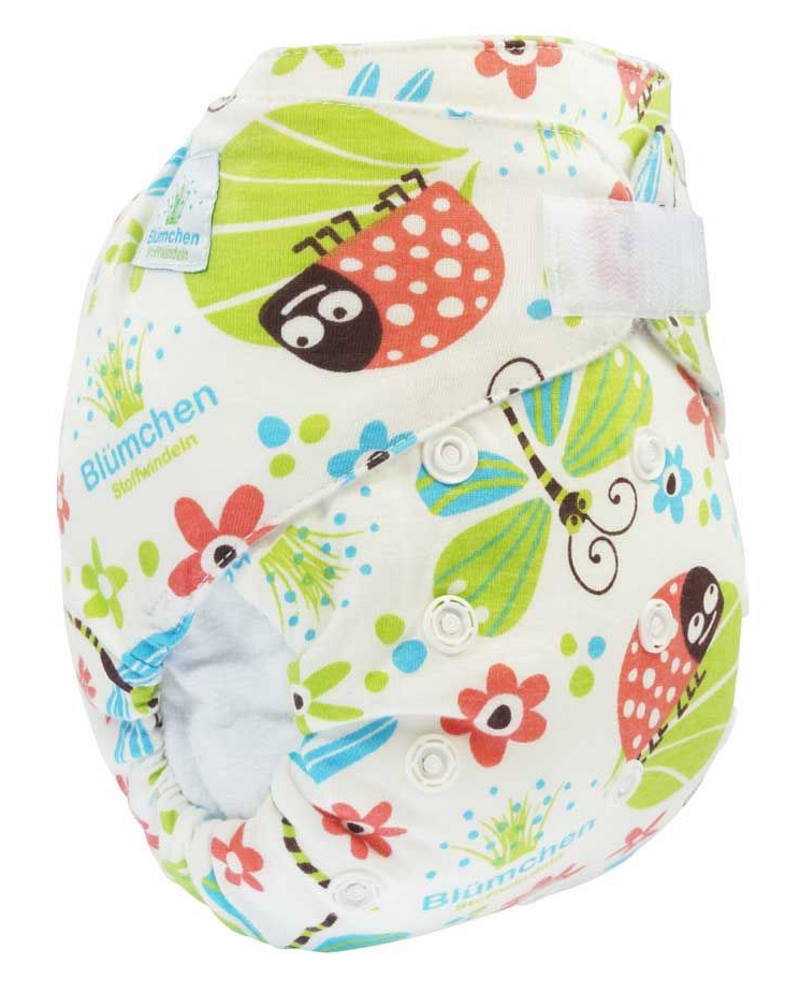 Blümchen Kuschelwindel Onesize (3-15kg) BUNT Klett *einzeln*