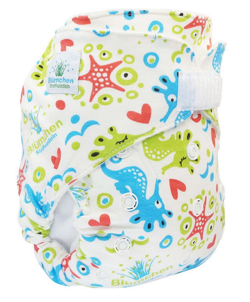 Blümchen Kuschelwindel Onesize (3-15kg) BUNT Klett *einzeln*