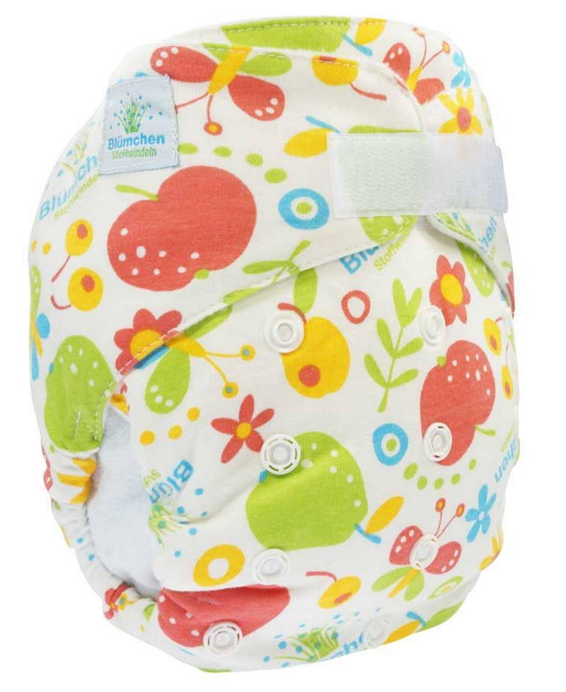 Blümchen Kuschelwindel Onesize (3-15kg) BUNT Klett *einzeln*